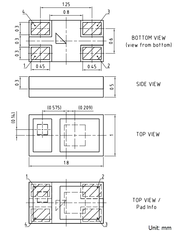 机械图纸 - ams OSRAM SFH 7061光学压力与接近传感器模块